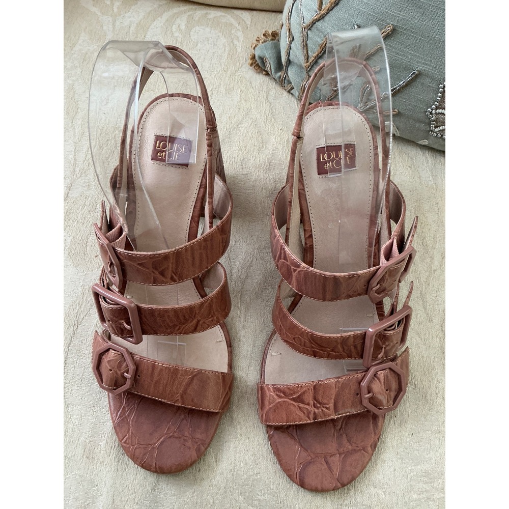 Louise et Cie Lo-loni Ankle Strap Sandal Color Soft Rose Verona Croco Size 9.5